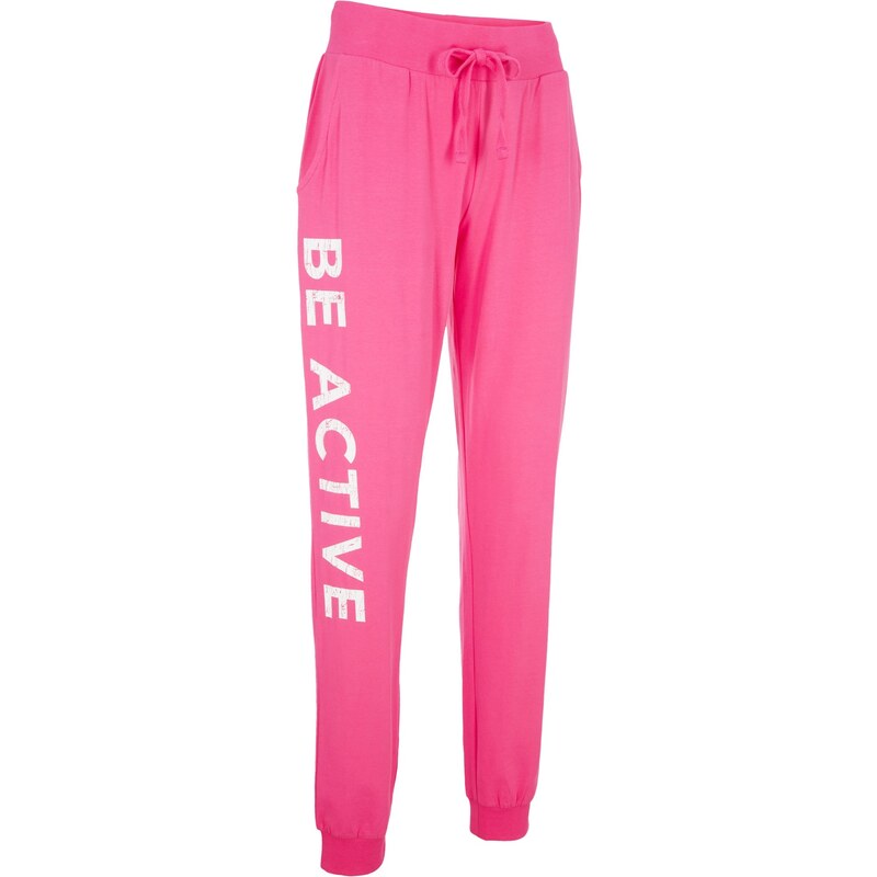 bonprix Joggingové kalhoty s potiskem Loose Fit Pink
