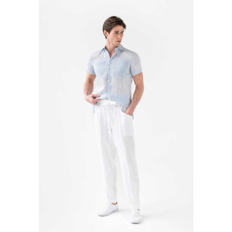 Magic Linen Pánské plátěné kalhoty TRUCKEE v bílé barvě