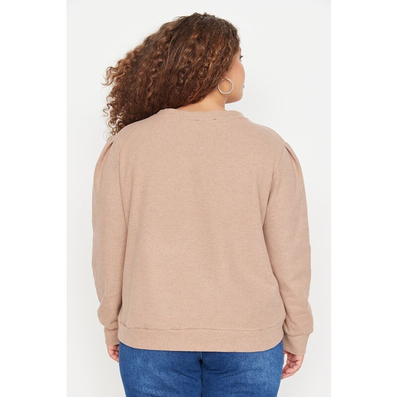 Trendyol Curve Stone Crew Neck Thessaloniki Thin Knitted Sweatshirt