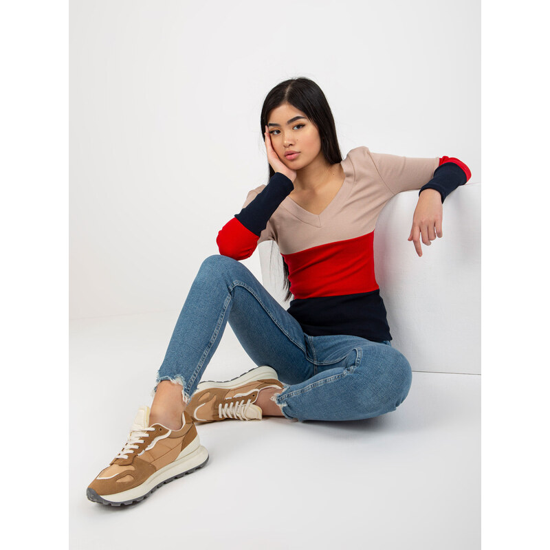 RUE PARIS Blouse-RV-BZ-8429.41P-navy-red