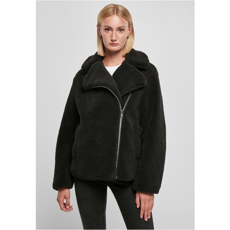 Urban Classics Dámská bunda Sherpa Biker Jacket černá