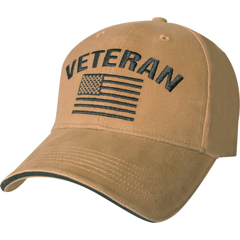 ROTHCO Kšiltovka Vintage Veteran s US vlajkou coyote