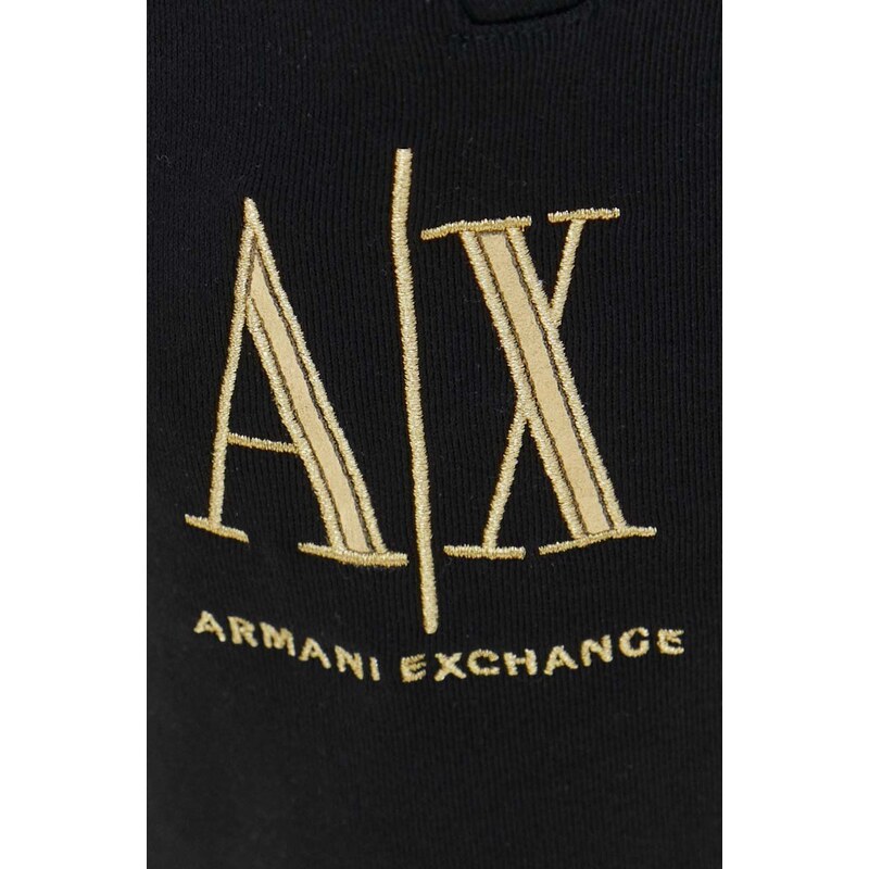 Bavlněné tepláky Armani Exchange černá barva, s aplikací, 8NZPPQ ZJ1ZZ NOS
