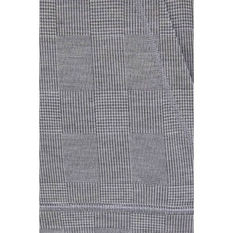 Vlněná halenka Emporio Armani pánská, šedá barva, s kapucí, vzorovaná