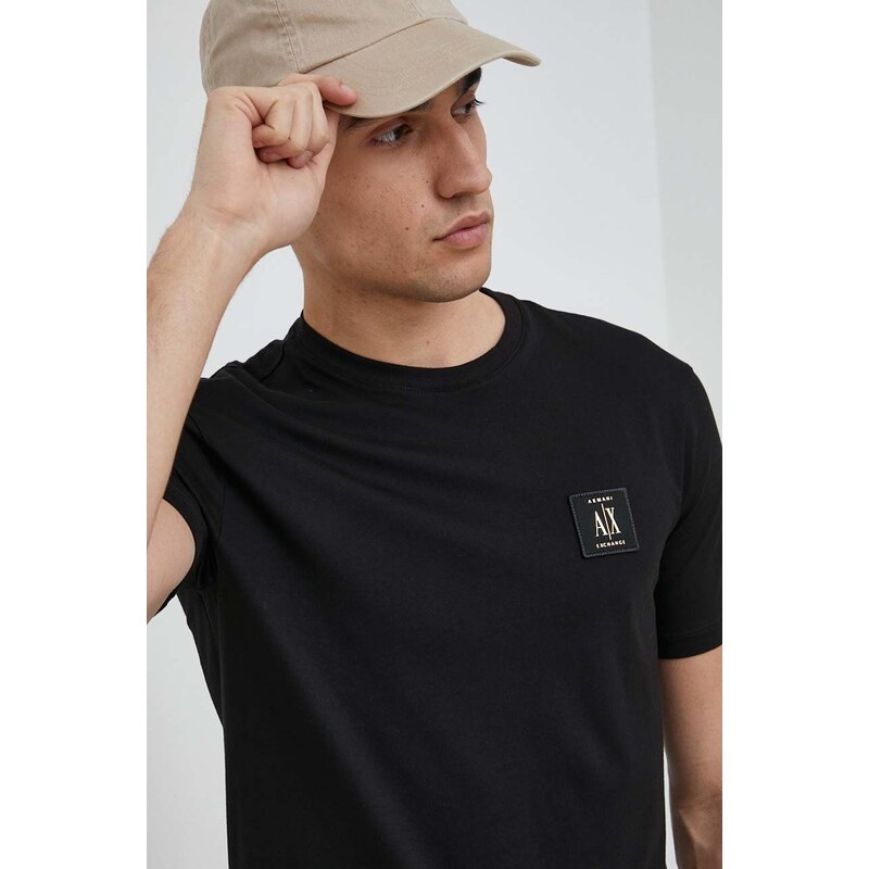 Bavlněné tričko Armani Exchange černá barva, s aplikací, 8NZTPR ZJH4Z NOS