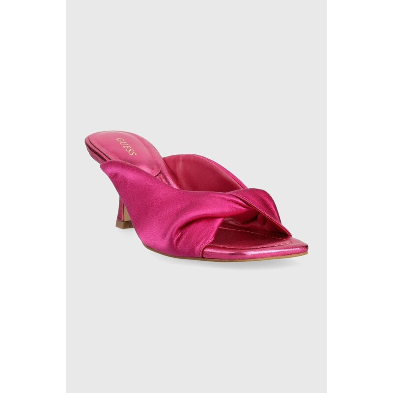 Pantofle Guess RINAH2 dámské, růžová barva, na malém podpatku, FL6R2H SAT03