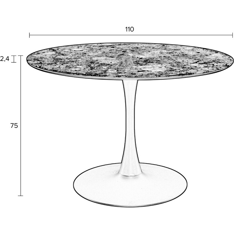 White Label Černý mramorový jídelní stůl WLL MARU 110 cm