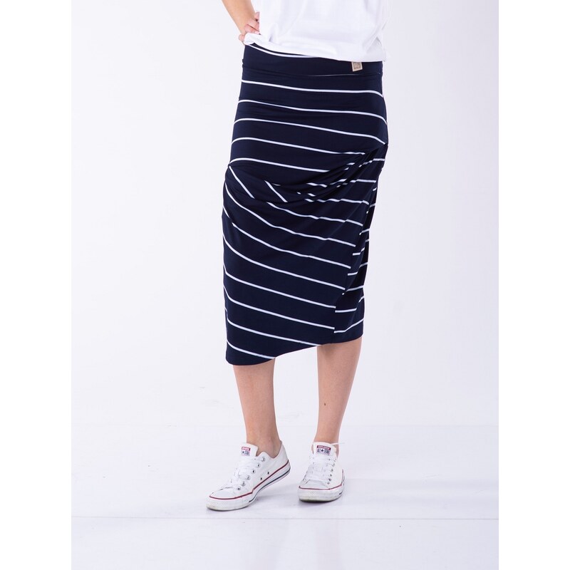 Look Made With Love Woman's Skirt 518 Patricia Navy Blue/White