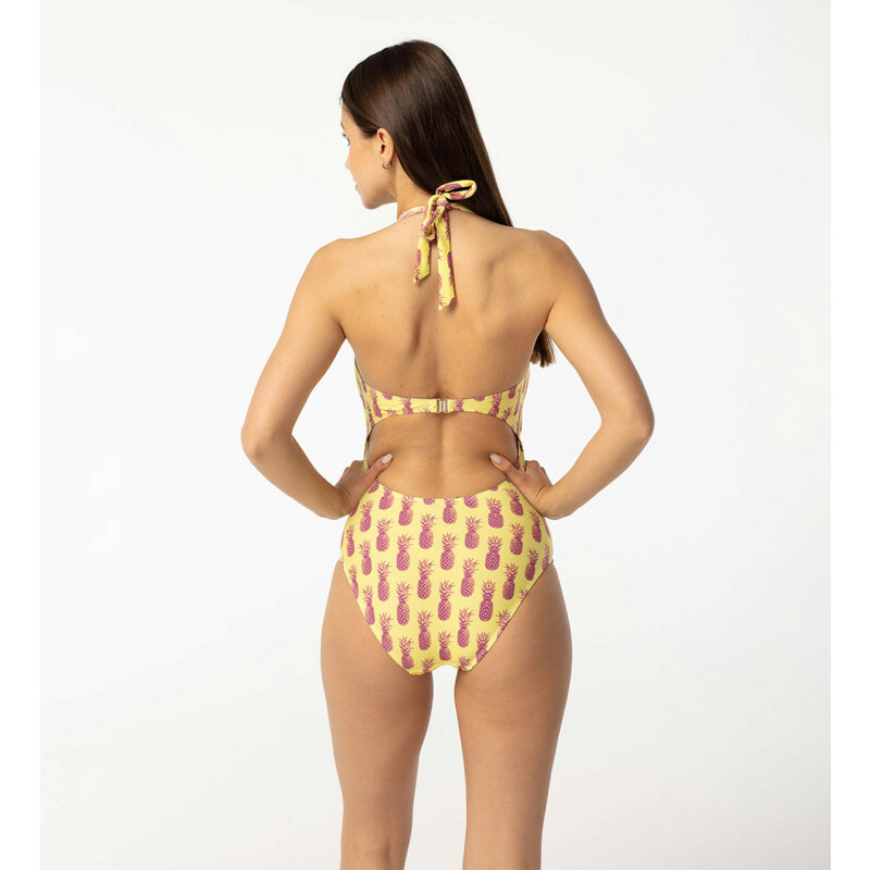 Aloha From Deer Woman's Hawaii Pineapple Open Back Swimsuit SSOB AFD727