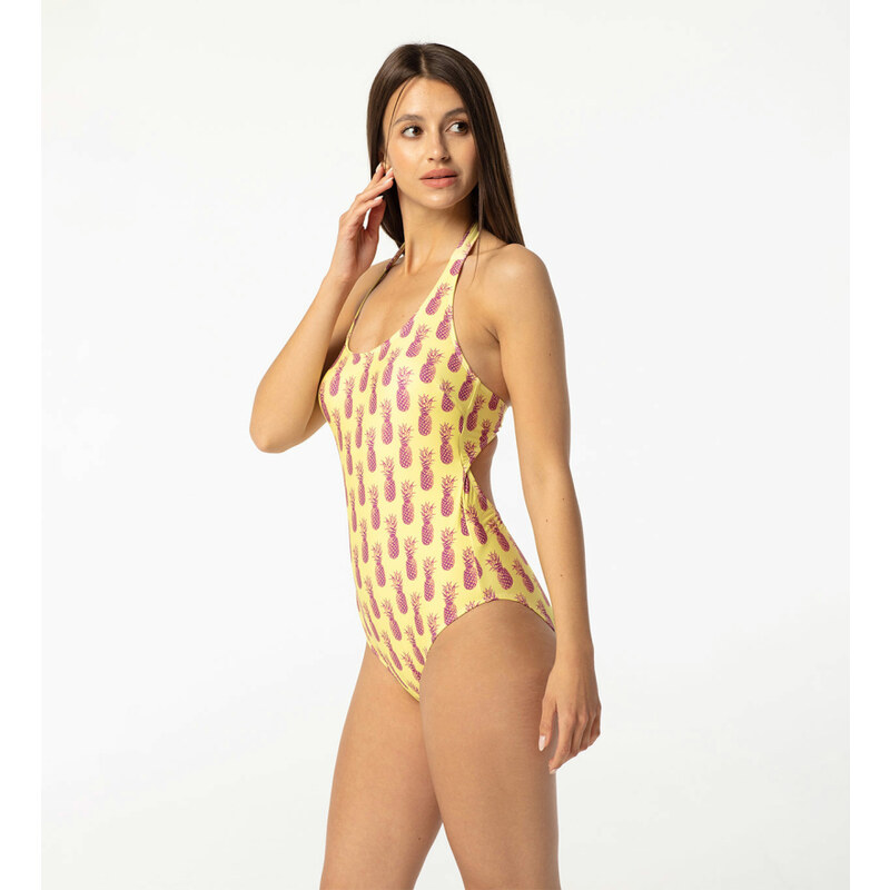 Aloha From Deer Woman's Hawaii Pineapple Open Back Swimsuit SSOB AFD727