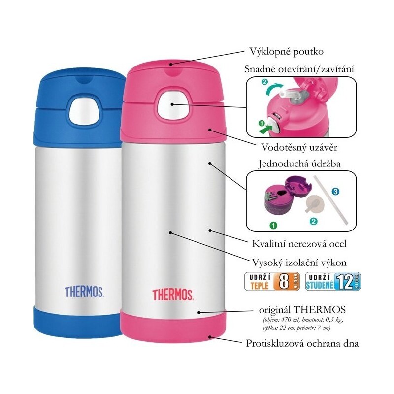 Thermos Dětská termoska s brčkem - honey bees 0,355