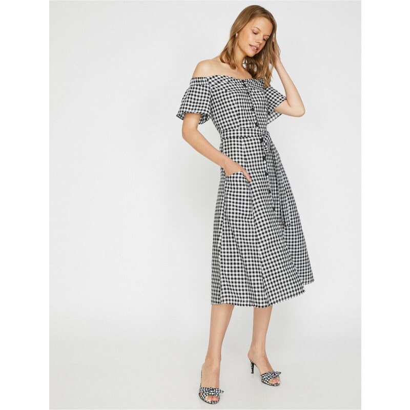 Koton Womens Checkered Dress With Belt Detail 107063706