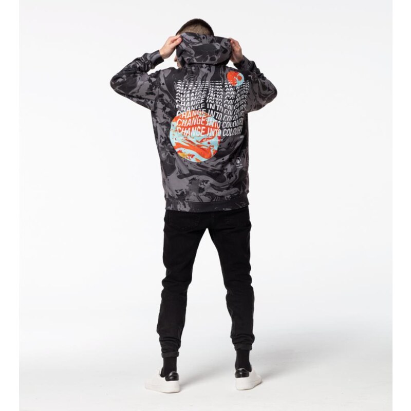 Mr. GUGU & Miss GO Man's Dark Marble Hoodie OVS-M 2420