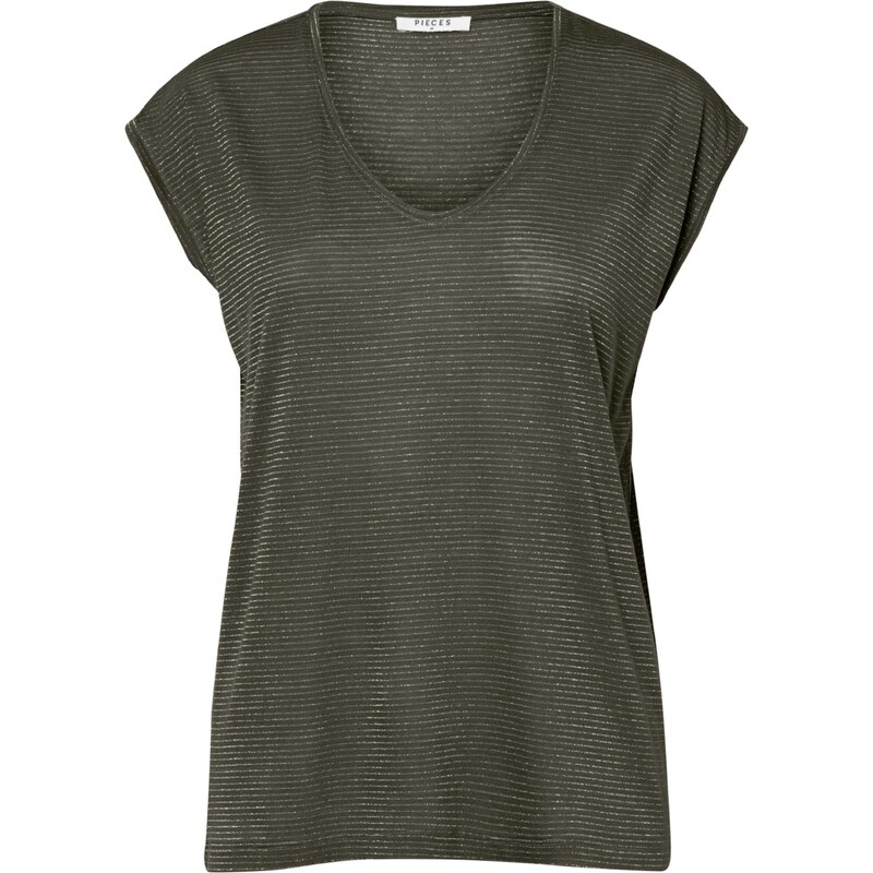 PIECES Tričko Billo zlatá / khaki 76511479