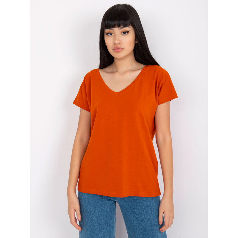 Fashionhunters Tmavě oranžové tričko od Emory
