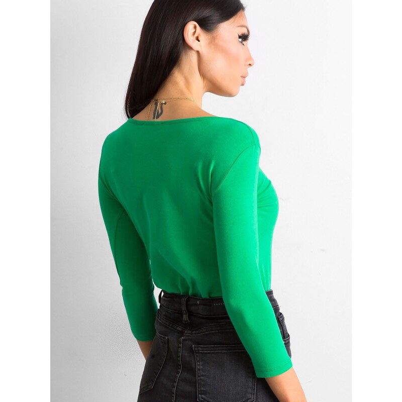 Fashionhunters Basic bavlněná halenka v zelené barvě