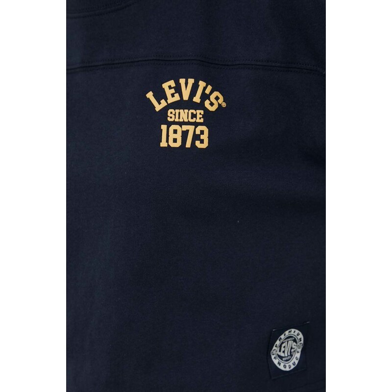 Tričko s dlouhým rukávem Levi's tmavomodrá barva