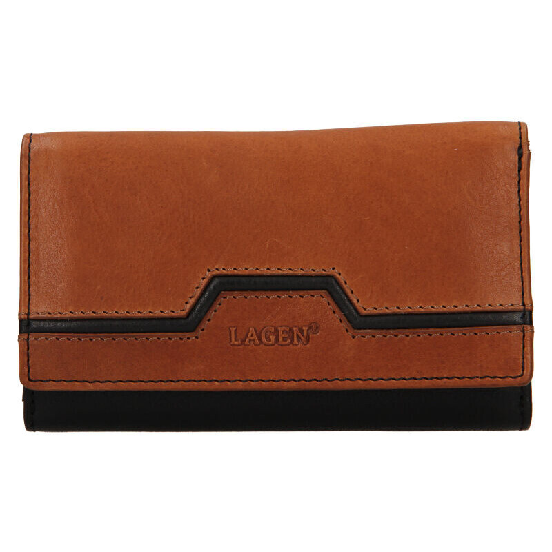 Dámská kožená peněženka Lagen BLC/5305/222 Black/Cognac