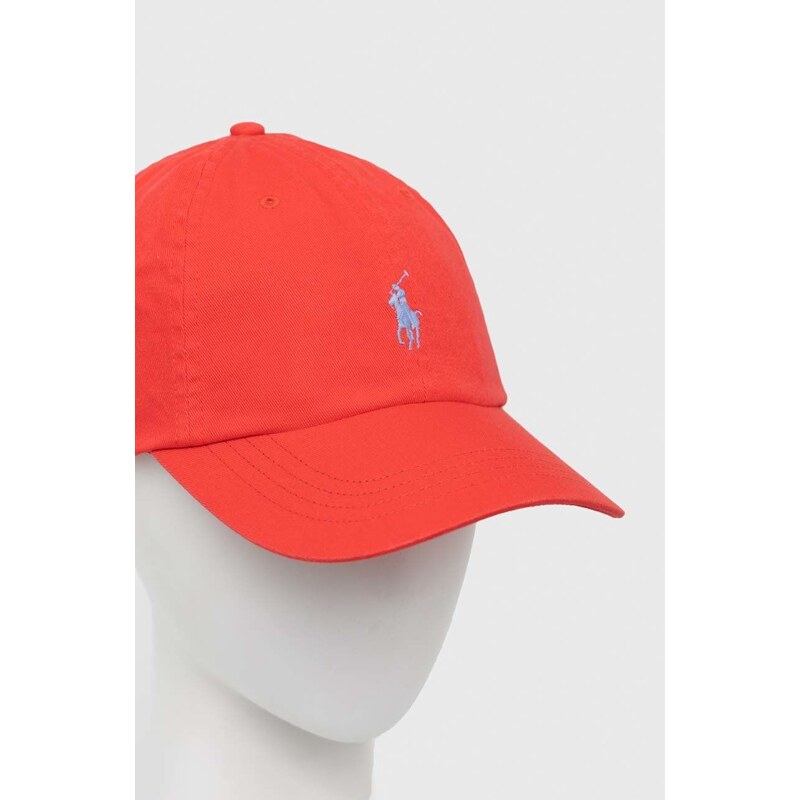 Bavlněná baseballová čepice Polo Ralph Lauren červená barva, s aplikací