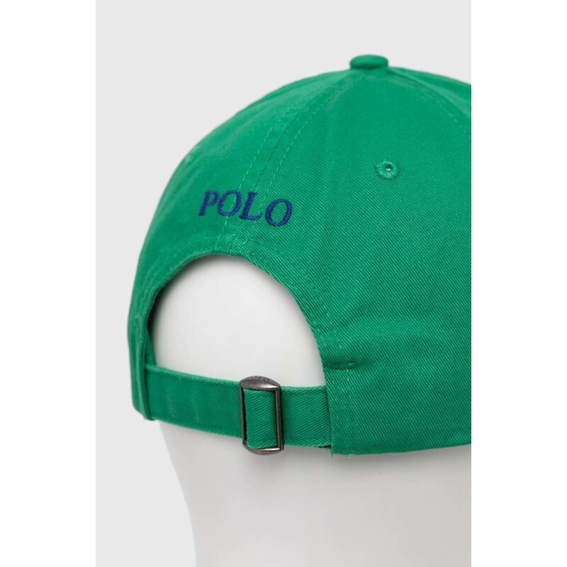 Bavlněná baseballová čepice Polo Ralph Lauren zelená barva, s aplikací