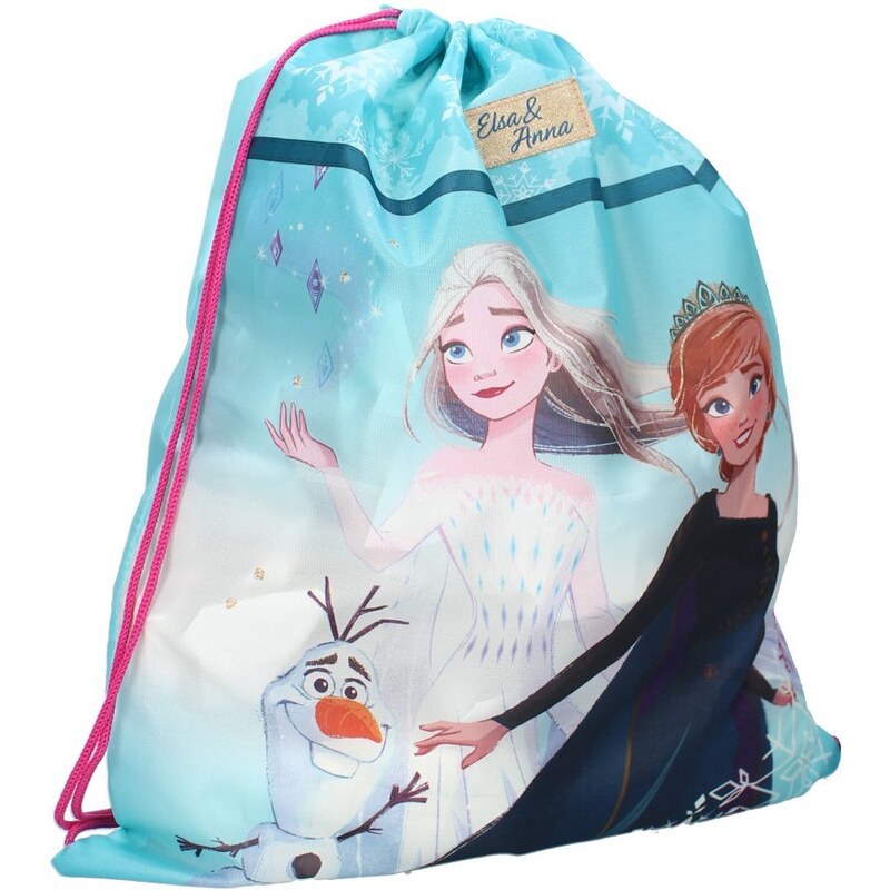 Vadobag Sáček na přezůvky / vak na záda Ledové království - Frozen - motiv Anna, Elsa a Olaf - 44 x 37 cm