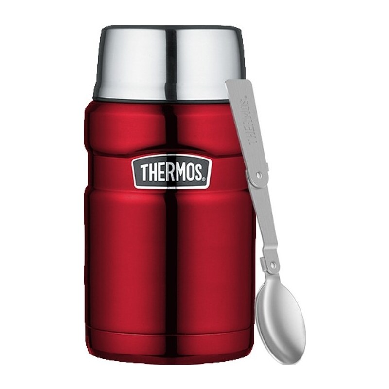 Thermos Termoska na jídlo se skládácí lžící a šálkem - červená 710 ml