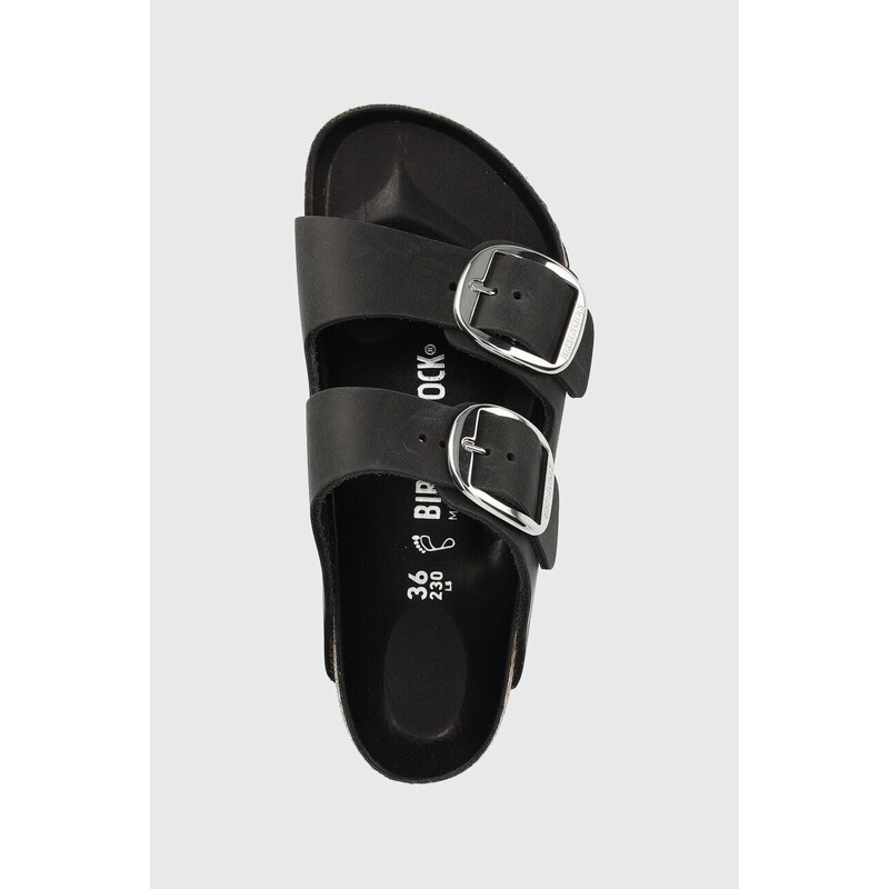 Kožené pantofle Birkenstock ARIZONA BIG BUCKLE dámské, černá barva, 1011074