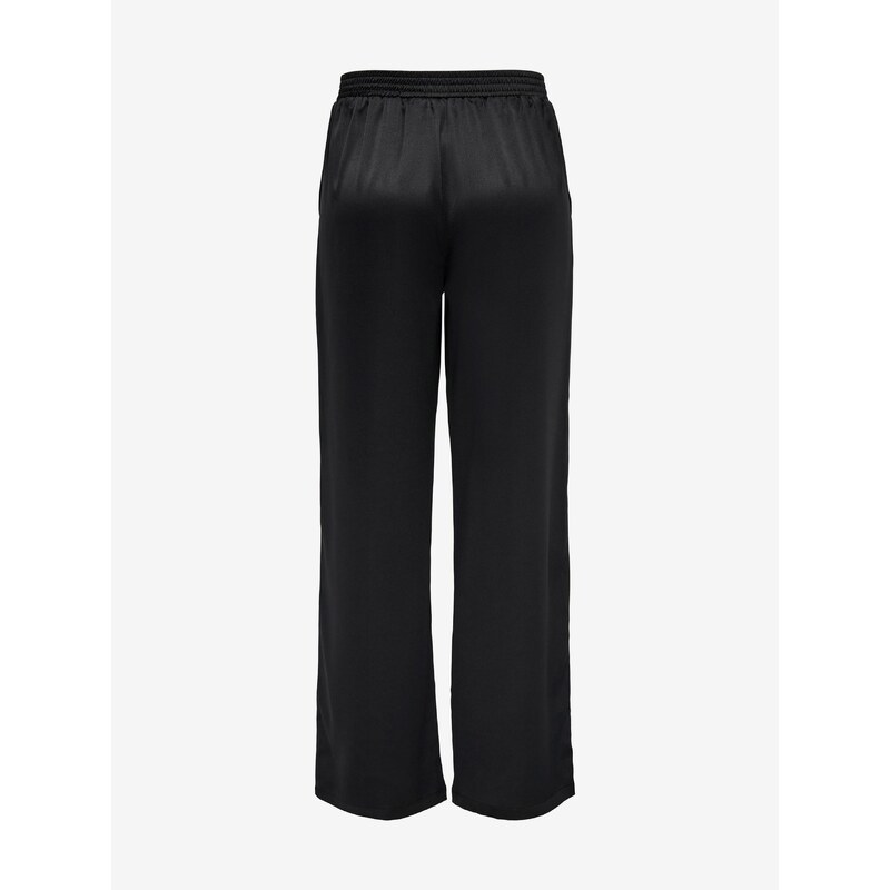 Černé dámské široké saténové kalhoty ONLY Victoria - Dámské
