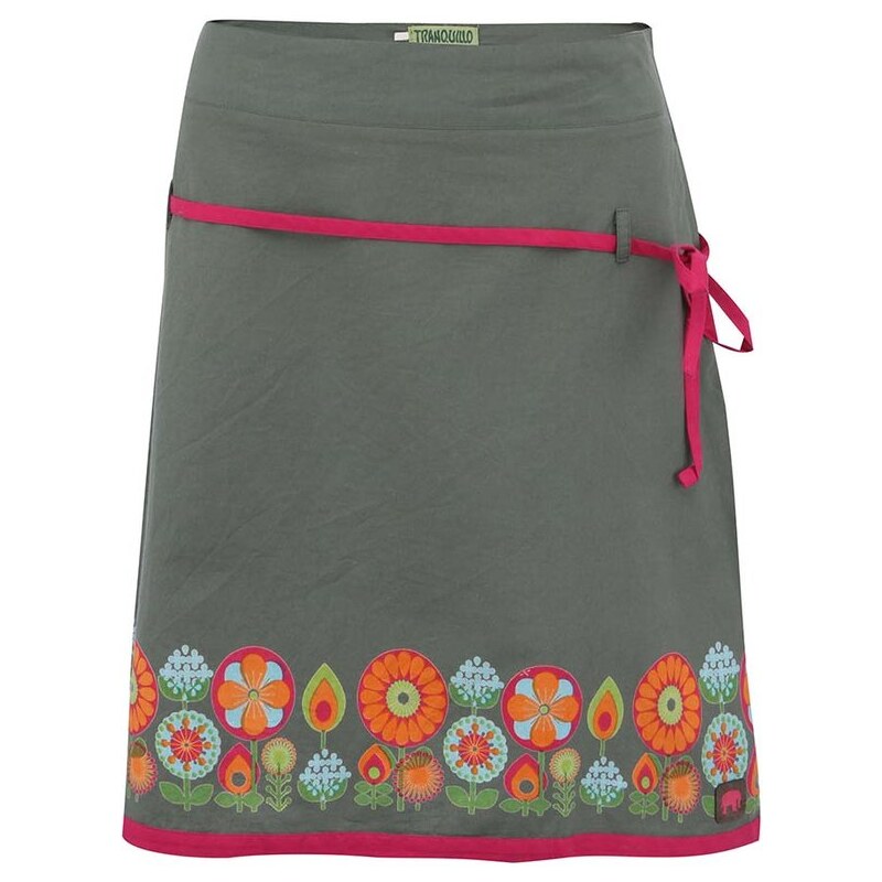 Zelená áčková sukně s květinami Tranquillo Arosa