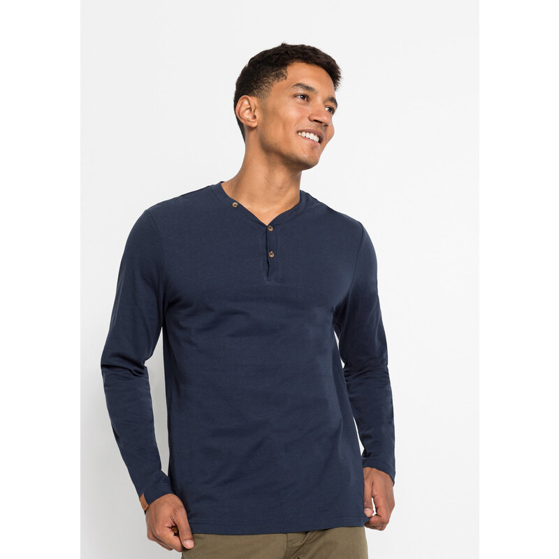 bonprix Henley tričko s dlouhým rukávem, z čisté organické