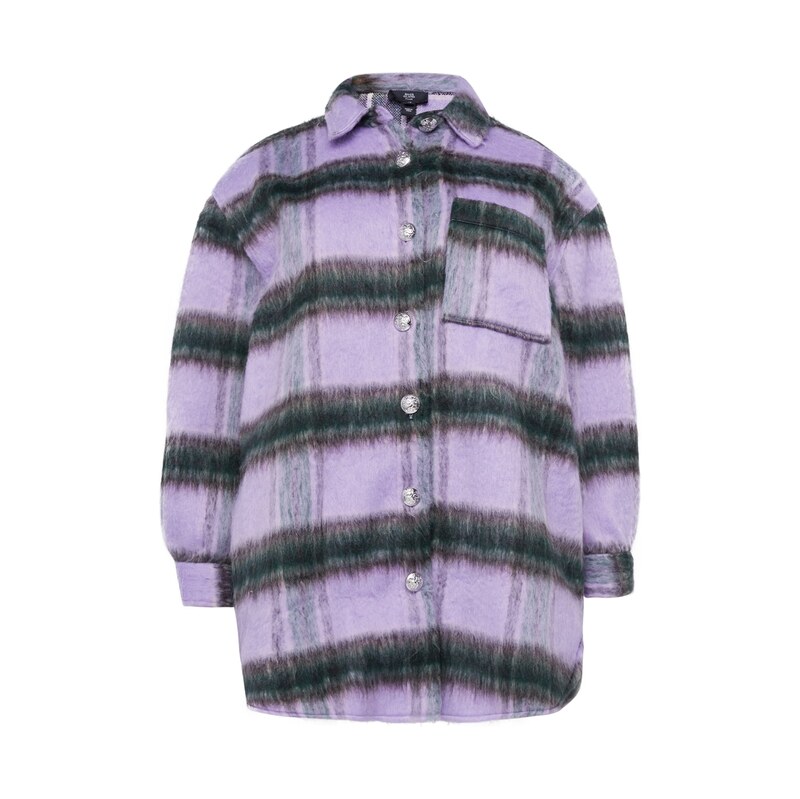 River Island Plus Přechodná bunda tmavě zelená / fialová / černá