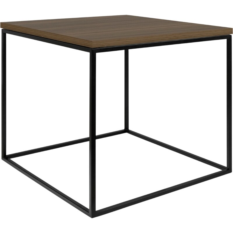 Ořechový konferenční stolek TEMAHOME Gleam 50 x 50 cm s černou podnoží