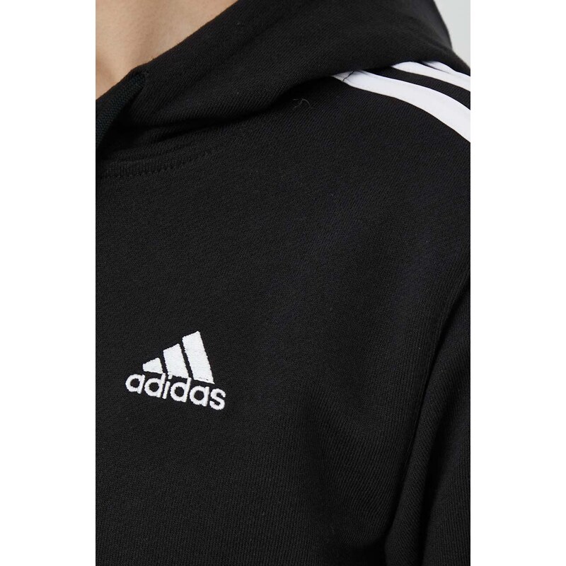 Mikina adidas Dámská, černá barva, s kapucí, vzorovaná