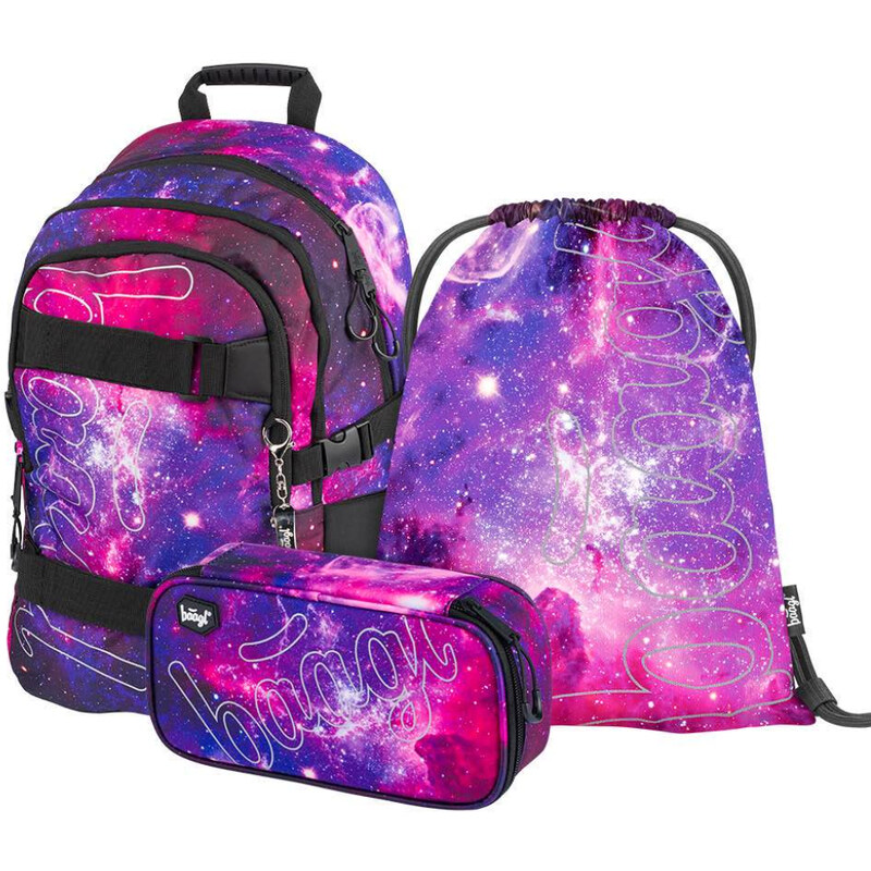 BAAGL 3 SET Skate Galaxy: batoh, penál, sáček
