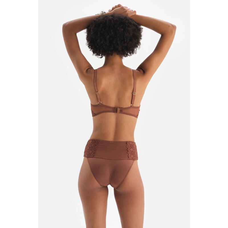 Dagi Brown Lace Detail High Waist Slip