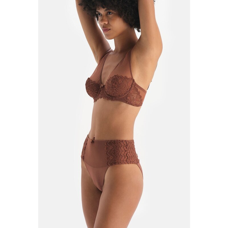 Dagi Brown Lace Detail High Waist Slip