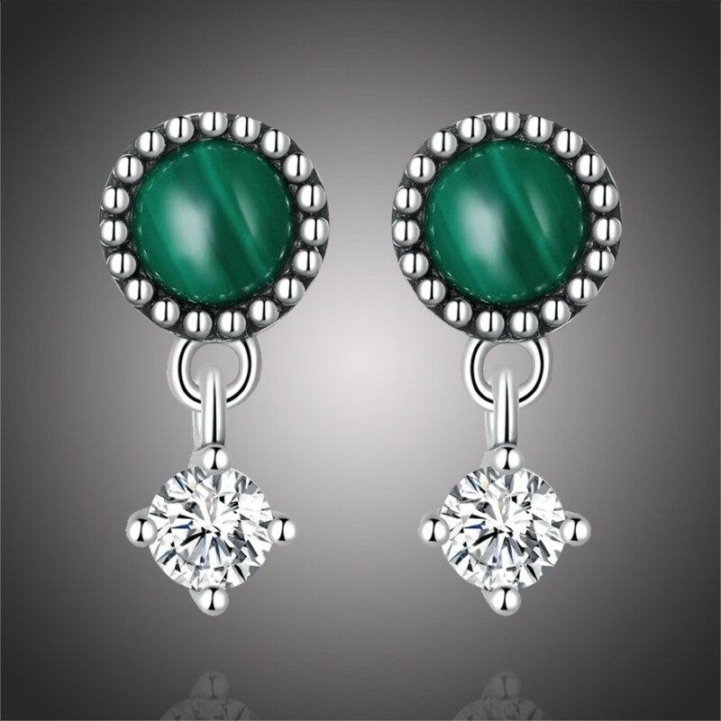 GRACE Silver Jewellery Stříbrné náušnice Magický malachit - stříbro 76589436