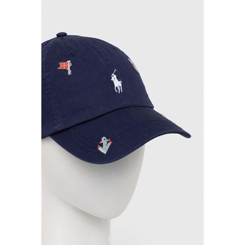 Bavlněná baseballová čepice Polo Ralph Lauren tmavomodrá barva
