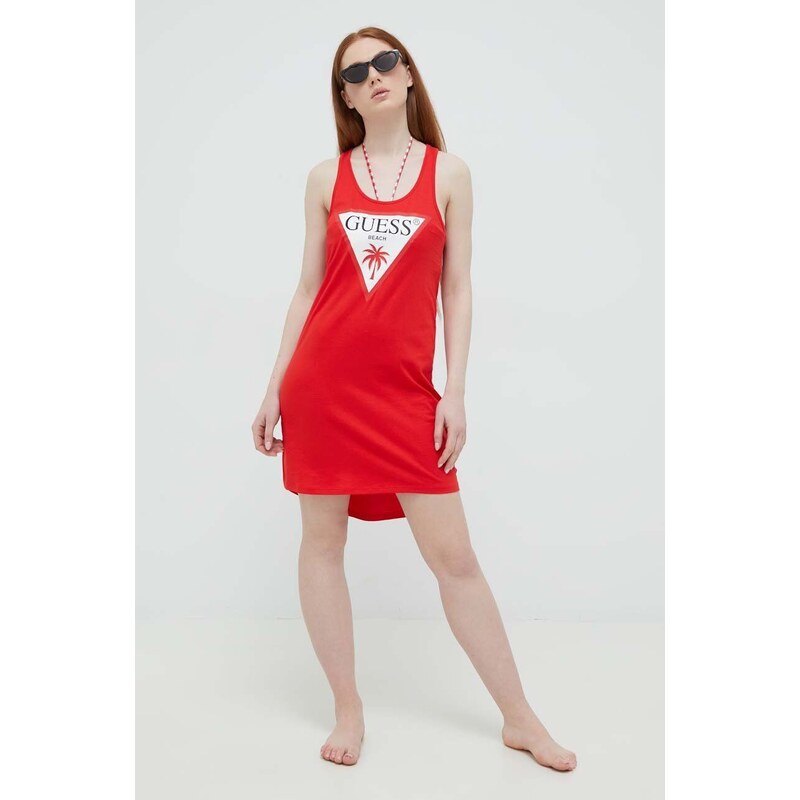 Bavlněné šaty Guess Červená barva, mini, E3GP03 JA914