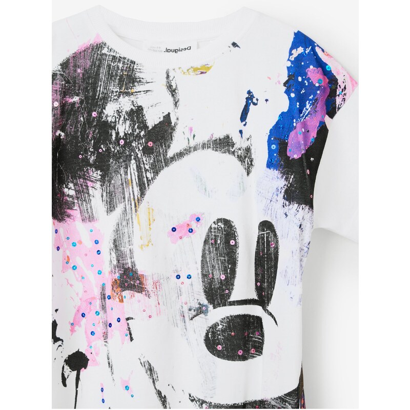 Bílé holčičí tričko Desigual Mickey Splash - Holky