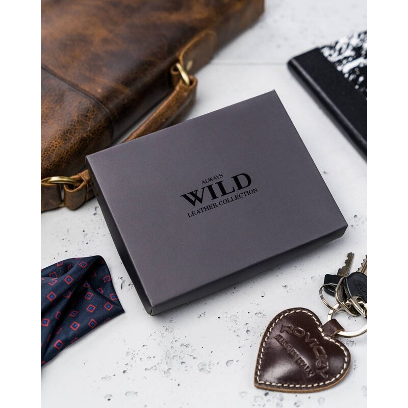 Elegantní hnědá kožená peněženka Wild