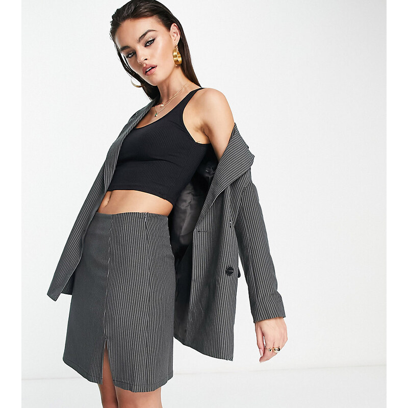 Extro & Vert super mini skirt in slate pinstripe co-ord-Grey 76622217