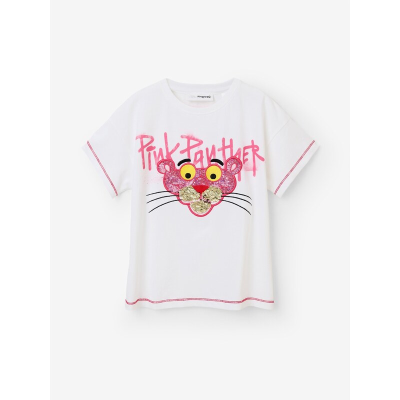 Bílé holčičí tričko Desigual Pink Panther - Holky