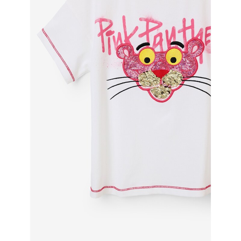 Bílé holčičí tričko Desigual Pink Panther - Holky