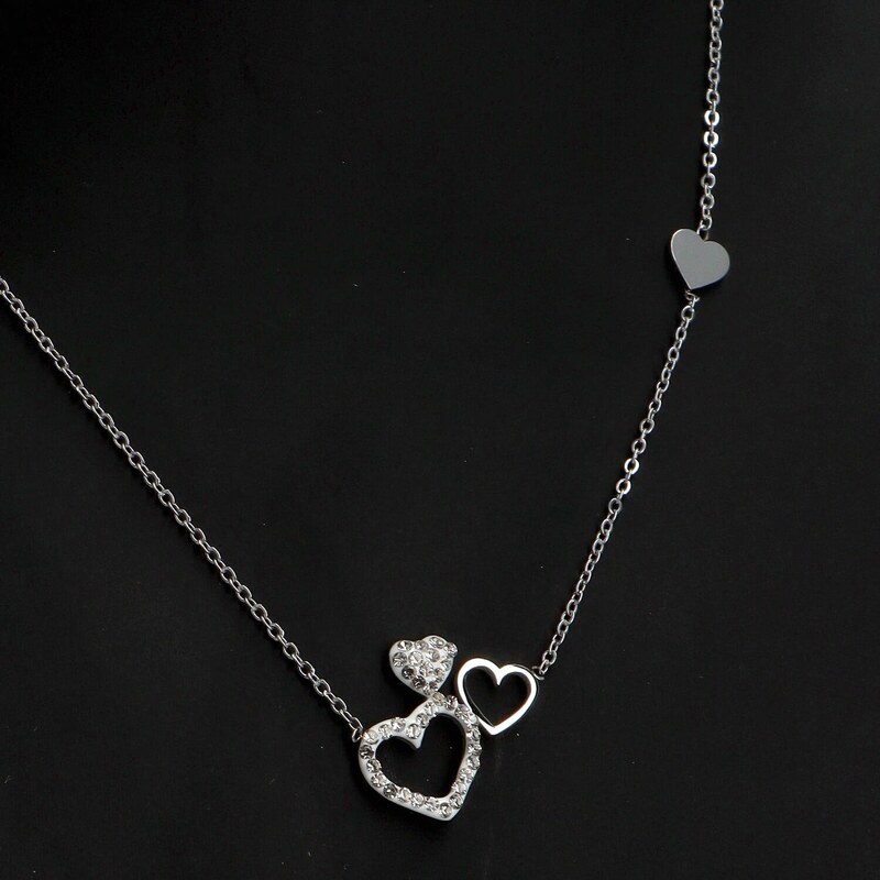 Delami Dámský ocelový náhrdelník four Heart