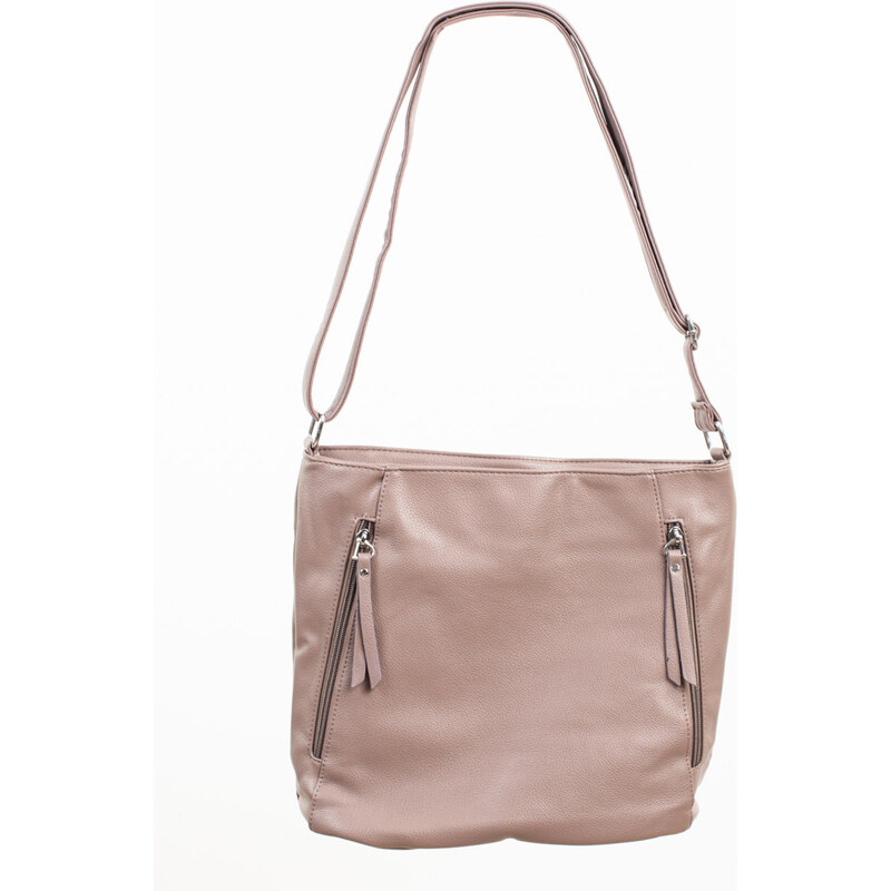 Beige women's handbag with decorative Shelvt zippers