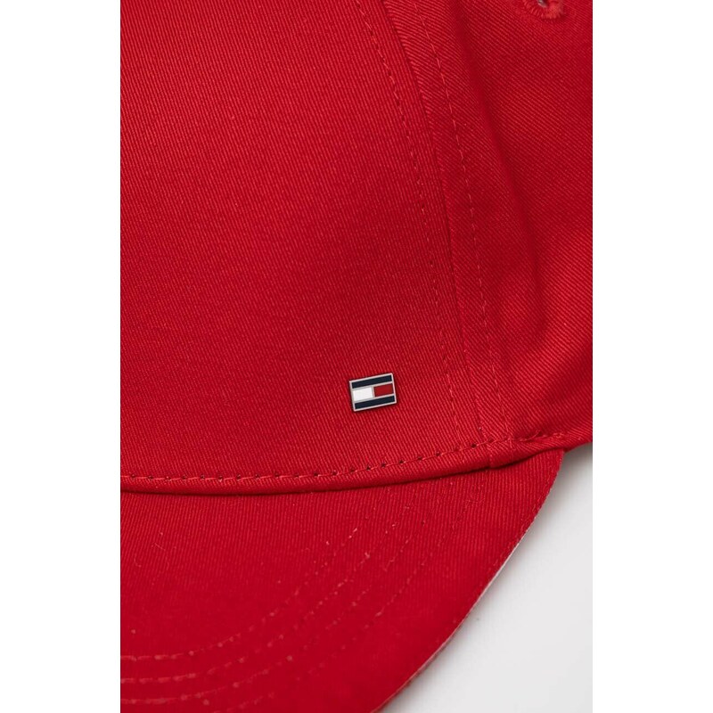 Bavlněná baseballová čepice Tommy Hilfiger červená barva