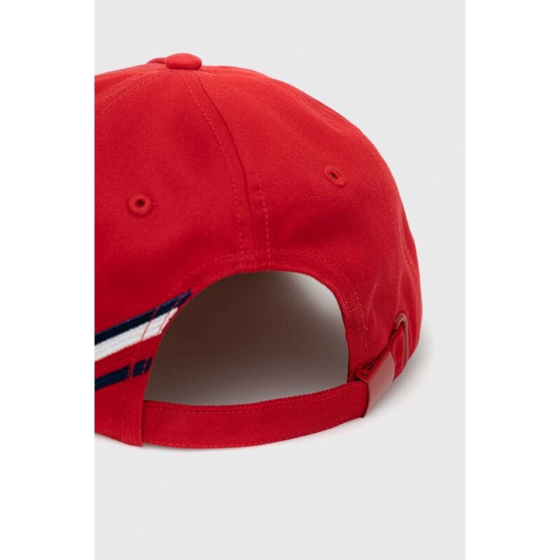Bavlněná baseballová čepice Tommy Hilfiger červená barva