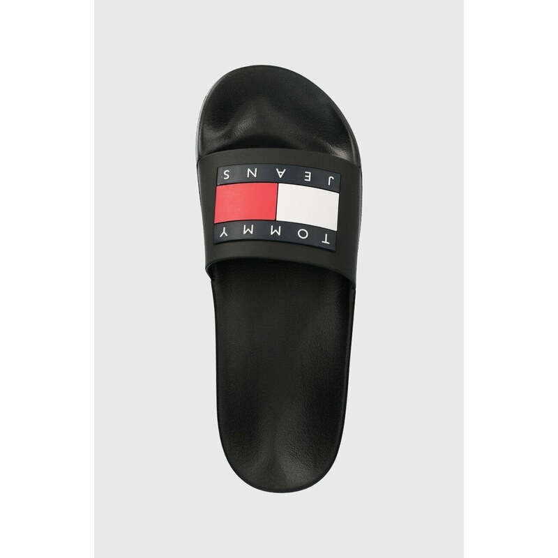 Pantofle Tommy Jeans POOL SLIDE ESS pánské, černá barva, EM0EM01191