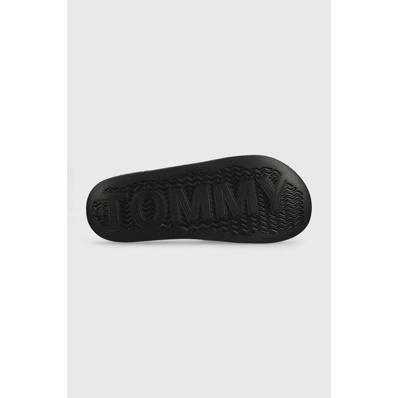 Pantofle Tommy Jeans POOL SLIDE ESS pánské, černá barva, EM0EM01191